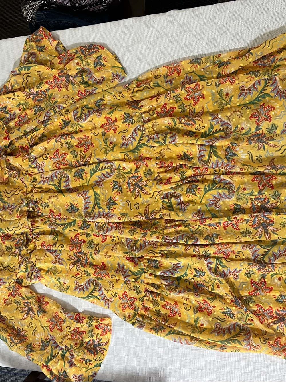 Eloquii Yellow Floral Off-Shoulder High-Low Dress - Picture 4 of 6